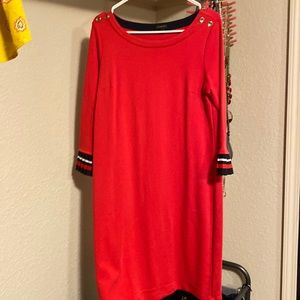 NWOT Red ruffle sleeve Talbots dress- never worn !